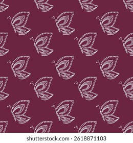 Seamless patternt of butterfly. Insect sketch illustration. Vector