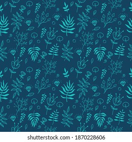 Seamless pattern,tropical leaf, berry, diamond background, elegant textile fabric, wrapping paper backdrop layout. 