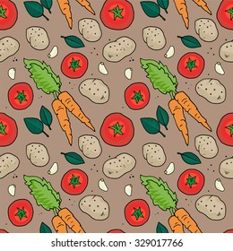 Seamless pattern,various vegetables, vector illustration