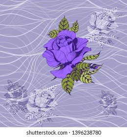 Seamless pattern.Vector. A branch of roses with leaves, flowers and buds. Use printed materials, signs, items, websites, maps. 