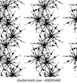 Seamless pattern.Vector repeating texture. Black and white decorative background made of dotted line.