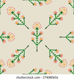 Seamless pattern.Vintage illustration.Hand draw painted orient traditional ornament. Indian style.Hand draw elegant vintage poster design.Vectorized watercolor drawing. Isolated on colored background