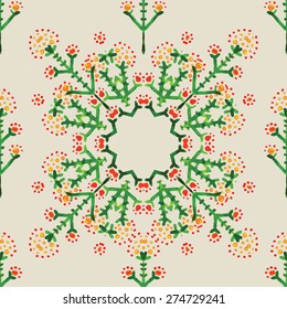 Seamless pattern.Vintage illustration.Hand draw painted orient traditional ornament. Indian style.Hand draw elegant vintage poster design.Vectorized watercolor drawing. Isolated on colored background