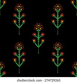 Seamless pattern.Vintage illustration.Hand draw painted orient traditional ornament. Indian style.Hand draw elegant vintage poster design.Vectorized watercolor drawing. Isolated on colored background