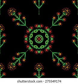 Seamless pattern.Vintage illustration.Hand draw painted orient traditional ornament. Indian style.Hand draw elegant vintage poster design.Vectorized watercolor drawing. Isolated on colored background
