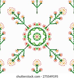 Seamless pattern.Vintage illustration.Hand draw painted orient traditional ornament. Indian style.Hand draw elegant vintage poster design.Vectorized watercolor drawing. Isolated on colored background
