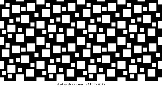 Seamless pattern.White squares on black background.Vector illustration.