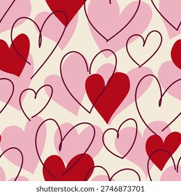 Seamless patterrn with variouds hand drawn hearts. Valentine's day elegant vector background Seamless patterrn with variouds hand drawn hearts. Valentine's day elegant vector background