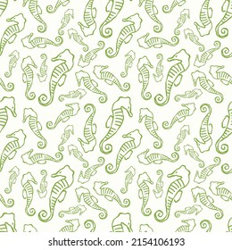 Seamless patters of underwater collection. Original hand drawn illustration in vintage style