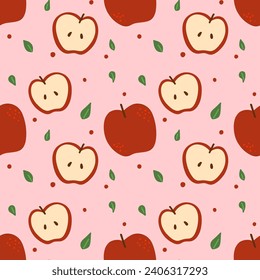 Seamless pattren background. Apple fresh fruits. helthy food salad