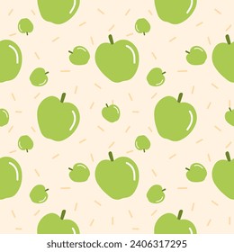 Seamless pattren background. Apple fresh fruits. helthy food salad
