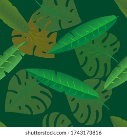 seamless pattren with tropical leaves for background, print, textile design