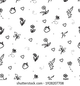 Manto sin mar con flores, hojas, verduras y frutas. Gráfico vectorial.