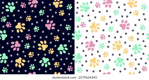 The seamless paw cat, paw dog, heart designs are suitable for wallpaper and can be used for other designs. love, heart, dog paw, cat paw, valentine's day