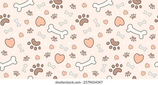 The seamless paw cat, paw dog, heart designs are suitable for wallpaper and can be used for other designs. love, heart, dog paw, cat paw, valentine's day