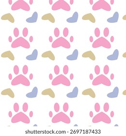 seamless paw  pattern  with white background 