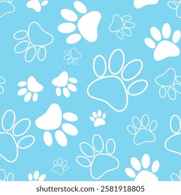 Seamless paw print pattern. Seamless Pattern With Paws. Animal Paw Background, eps 10