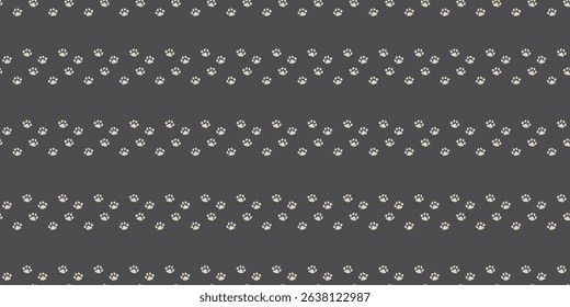 Seamless paw print pattern in soft neutral colors, perfect for kids' designs, textiles, pet branding, or stationery. Adorable and versatile vector background.