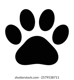 Seamless paw prints and animal tracks on a white background. Black  dog and cat paw print silhouettes, textile pattern for backdrops, and simple design elements for prints and illustrations..