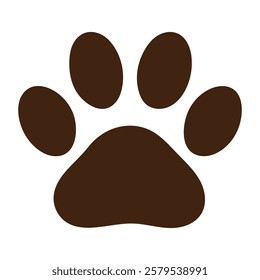 Seamless paw prints and animal tracks on a white background.  brown dog and cat paw print silhouettes, textile pattern for backdrops, and simple design elements for prints and illustrations.