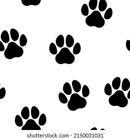 Seamless paw prints. white background. cute animal footprints. vector texture. textile and wallpaper print.