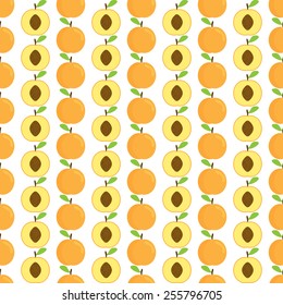 Seamless peach (apricot) pattern. Vector illustration. For menu, cards, invitations, wedding or baby shower albums, backgrounds, wallpapers, arts and scrapbooks.