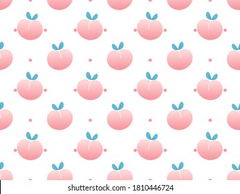 Seamless with peach fruit pattern on white background vector illustration. 