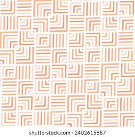 Seamless peach fuzz color geometric vector pattern. art deco textile design. Color of the year 2024