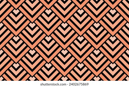 Seamless peach fuzz color geometric squares pattern. Art deco vector illustration. Color of the year 2024