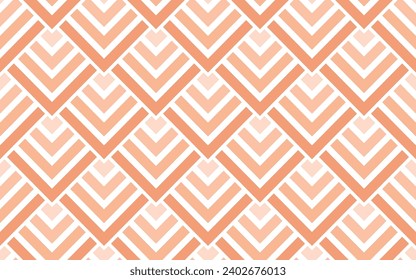 Seamless peach fuzz color geometric squares pattern. Art deco vector illustration. Color of the year 2024