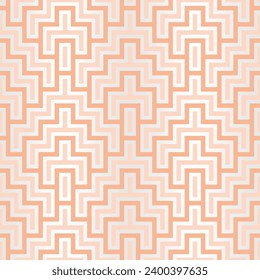 Seamless peach fuzz color maze pattern design. Color of the year 2024