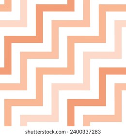 Seamless peach fuzz color stair zigzag pattern on white background. Color of the year 2024