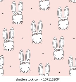 Seamless Peach Pastel Bunny Rabbit Pattern Stock Vector (Royalty Free ...