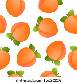 Seamless peach pattern made in cartoon style. Textile, wrapping design. Vector illustration.