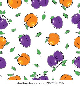 seamless peach and plum print