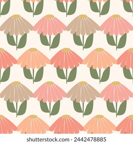 seamless peachy flowers vector seamless pattern. Vintage Romantic Bloom design. aesthetic floral print for fabric, scrapbook, wrapping, card making