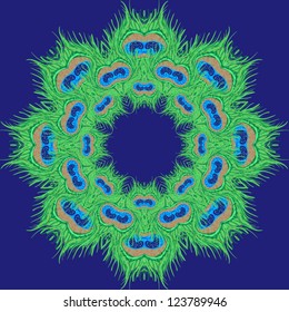 Seamless peacock feather ornament pattern background in vector