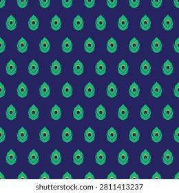 Seamless peacock feather pattern for backgrounds, fabric motifs, textures, wrapping paper, and wallpaper.	