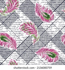 seamless peacock feathers pattern on textures background