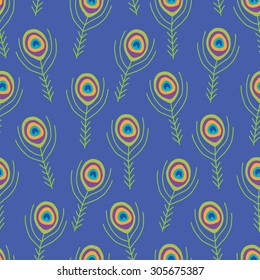 Seamless peacock pattern background in vector