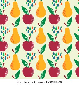 Seamless pear and apples pattern. vector illustration