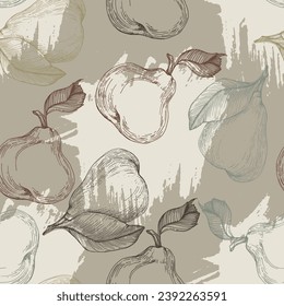 Seamless pear pattern. Background design for print, wrapping paper, packaging, fabric, textile, fruit shops. Fruit background
