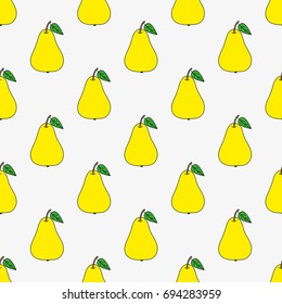 Seamless pear pattern.  Vector. Cartoon background for kids