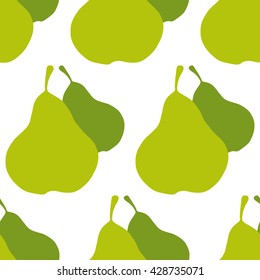Seamless pear pattern. Vector illustration. Hand drawn fruit elements.
