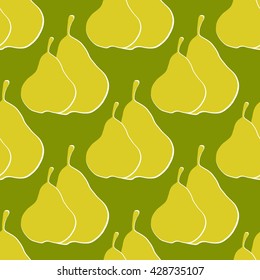 Seamless pear pattern. Vector illustration. Hand drawn fruit elements.