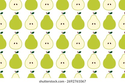 Pera sem costura e Pear Slice Pattern no fundo branco