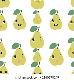 Seamless pear Vector Pattern Fruit Background