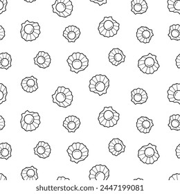 Seamless pearl pattern in an open shell doodle style. Vector background cartoon pearls, wallpaper illustration.