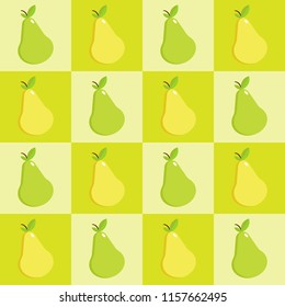 Seamless Pears in a square format background - vector pattern.