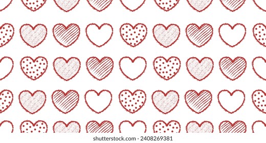 Seamless pencil hearts pattern.Vector illustration.